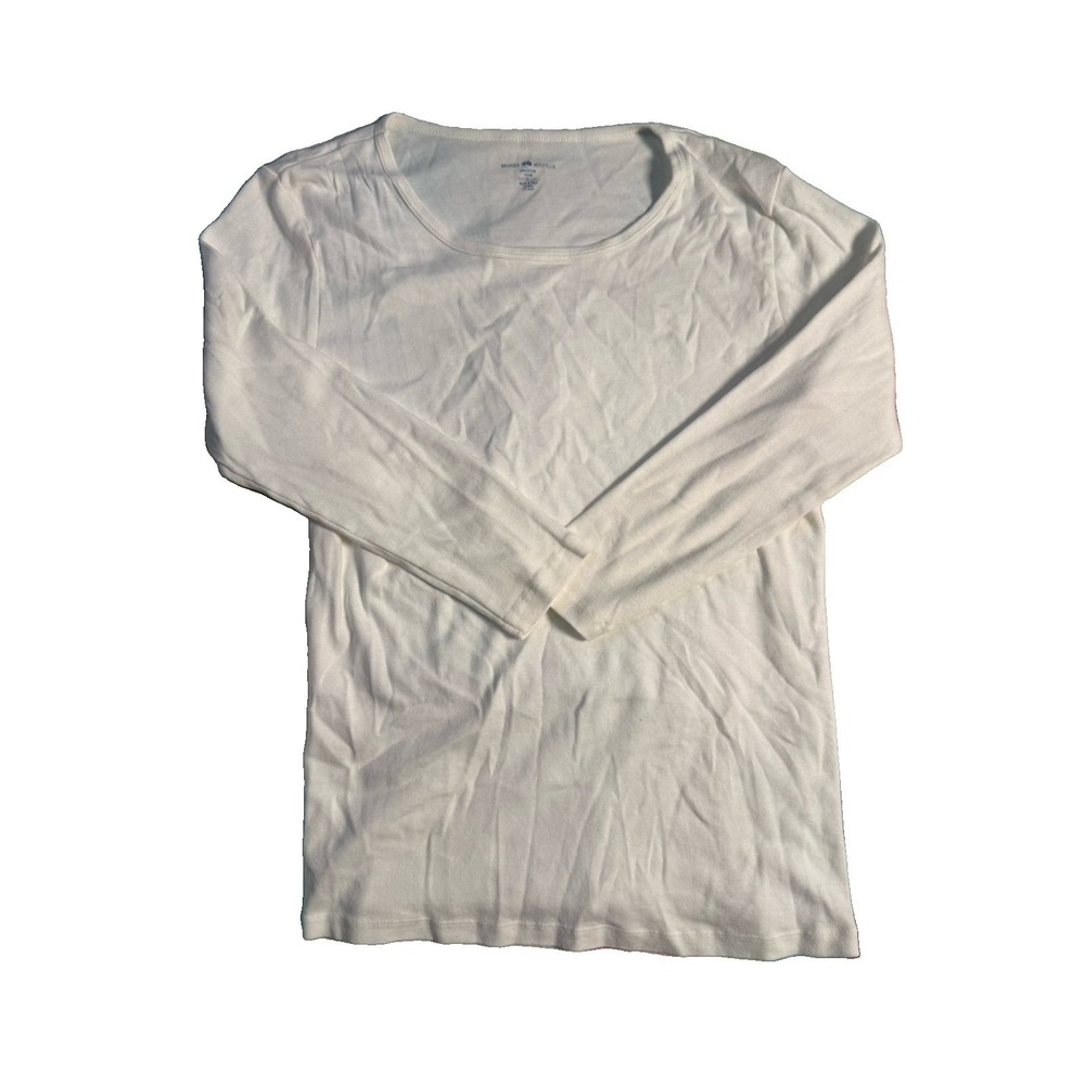 Brandy Melville Zelly Long Sleeve Shirt One Size Soft White Cotton Italy EUC